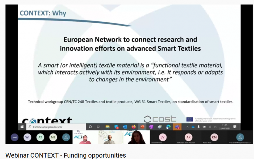 CONTEXT organizes a webinar to present funding opportunities and success stories for the development of smart textiles